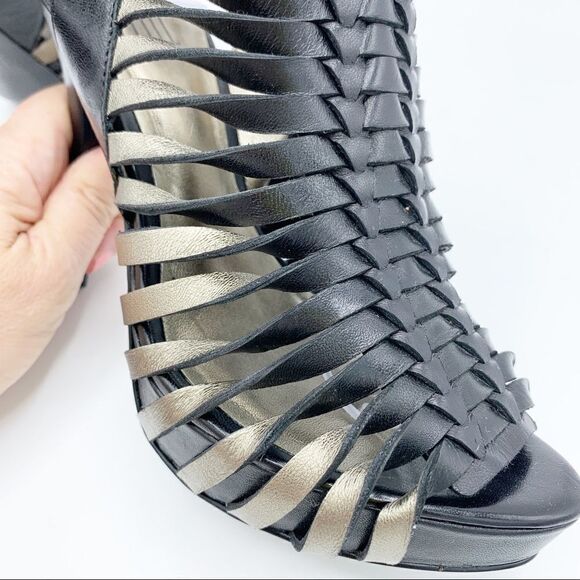 Pelle Mode Leather Heels Platform Caged Sandals 6 - Picture 5 of 12